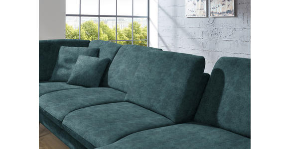 WOHNLANDSCHAFT in Velours Petrol - Petrol/Schwarz, Design, Textil/Metall (208/344/180cm) - Dieter Knoll