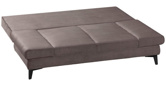 SCHLAFSOFA Cord Taupe  inkl. Bettkasten, Schlaffunktion, Armteilverstellung  - Taupe/Schwarz, Design, Textil/Metall (200/85/90cm) - Novel