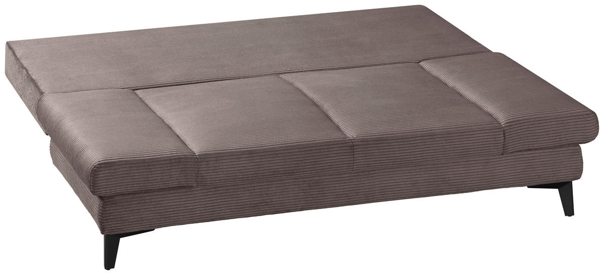 SCHLAFSOFA Cord Taupe  inkl. Bettkasten, Schlaffunktion, Armteilverstellung  - Taupe/Schwarz, Design, Textil/Metall (200/85/90cm) - Novel