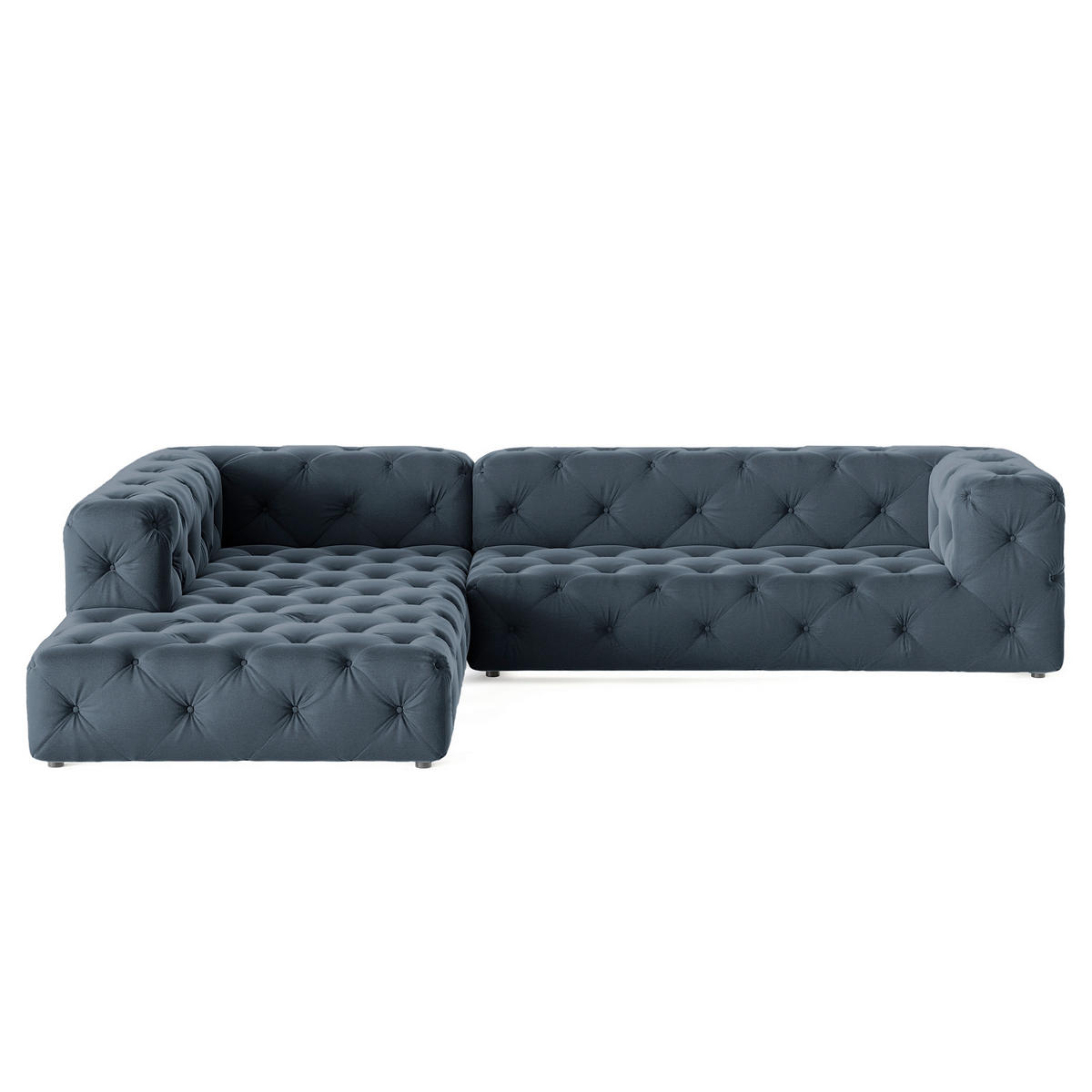 ECKSOFA Samt Dunkelblau  - Schwarz/Dunkelblau, Design, Kunststoff/Textil (228/325cm) - P & B