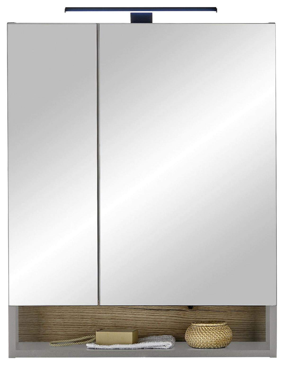ZRKADLOVÁ SKRINKA, sivá, 60/75/23 cm  - sivá, Konventionell, kompozitné drevo/sklo (60/75/23cm) - Venda