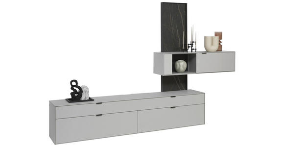 WOHNWAND  in Hellgrau  306/204,9/45,2 cm  - Hellgrau, Design, Glas/Keramik (306/204,9/45,2cm) - Dieter Knoll