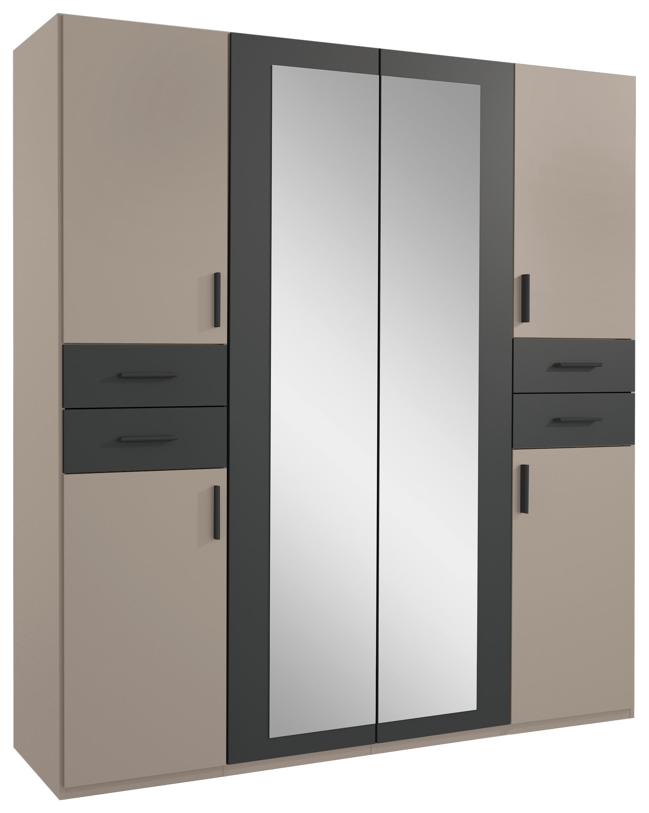 DREHTÜRENSCHRANK 180/208/58 cm 6-türig Graphitfarben, Grau, Sahara  - Schwarz/Graphitfarben, Basics, Glas/Holzwerkstoff (180/208/58cm) - MID.YOU