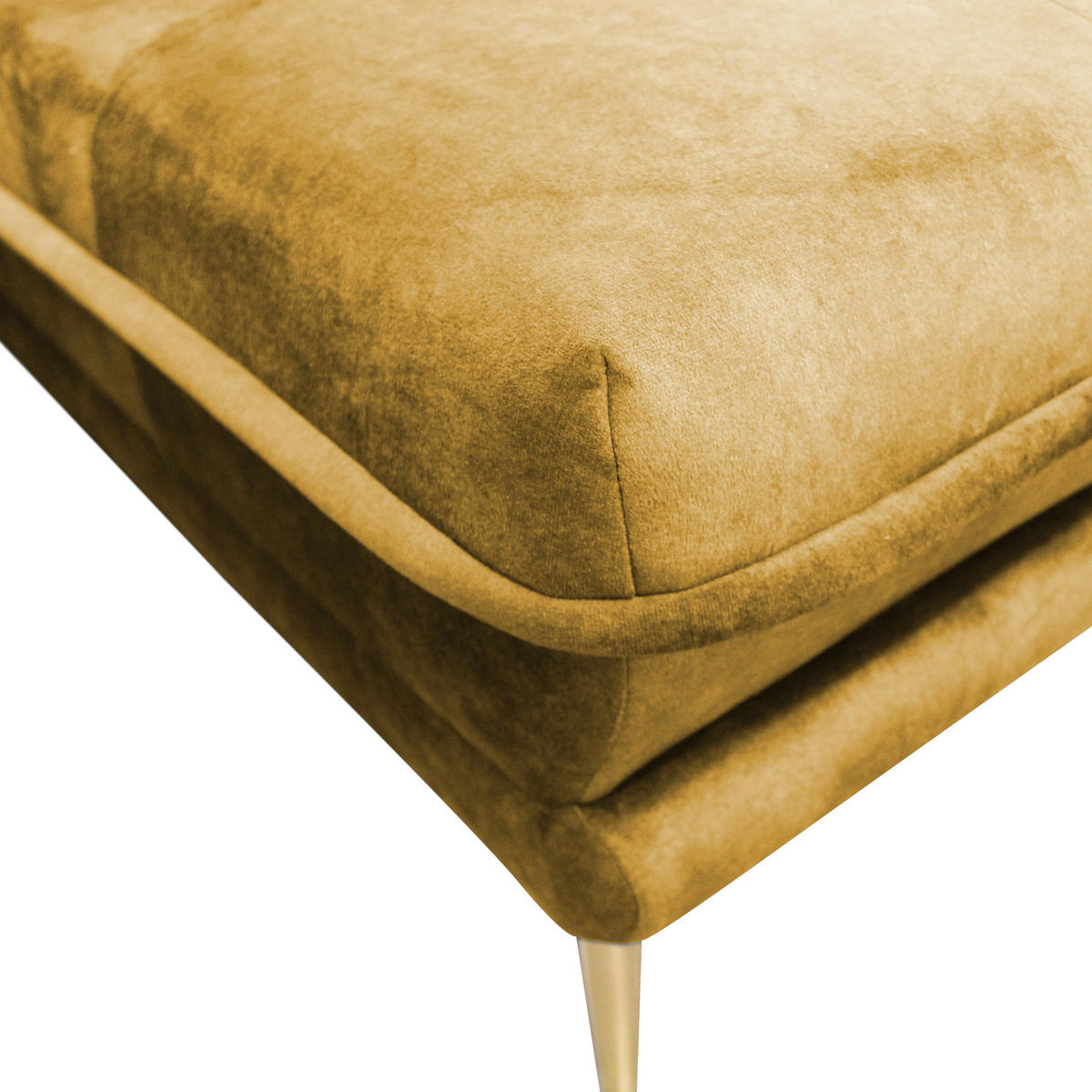 ECKSOFA in Velours Senfgelb  264/196 cm  - Goldfarben/Senfgelb, Design, Textil/Metall (264/196cm) - MID.YOU