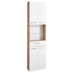 HOCHSCHRANK 50/188,5/20 cm  - Chromfarben/Eiche Artisan, KONVENTIONELL, Glas/Holzwerkstoff (50/188,5/20cm) - Xora