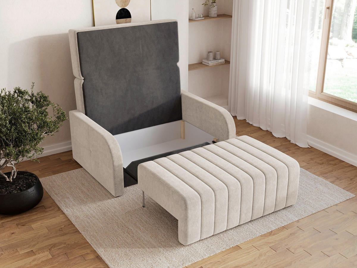 SCHLAFSOFA ALASKA 120 Taupe  inkl. Schlaffunktion, Stauraum  - Taupe/Schwarz, Design, Kunststoff/Textil (141/90/104cm) - MID.YOU