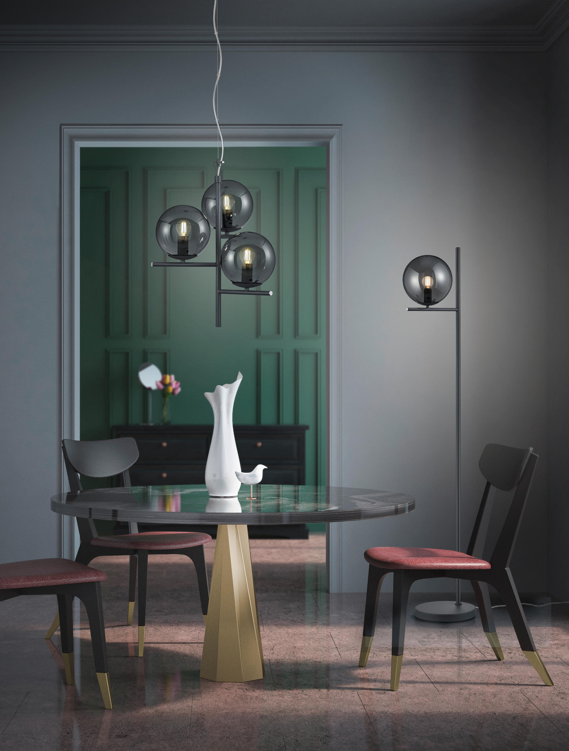 STEHLEUCHTE 25/150 cm    - Anthrazit, Basics, Glas/Metall (25/150cm) - Trio Leuchten