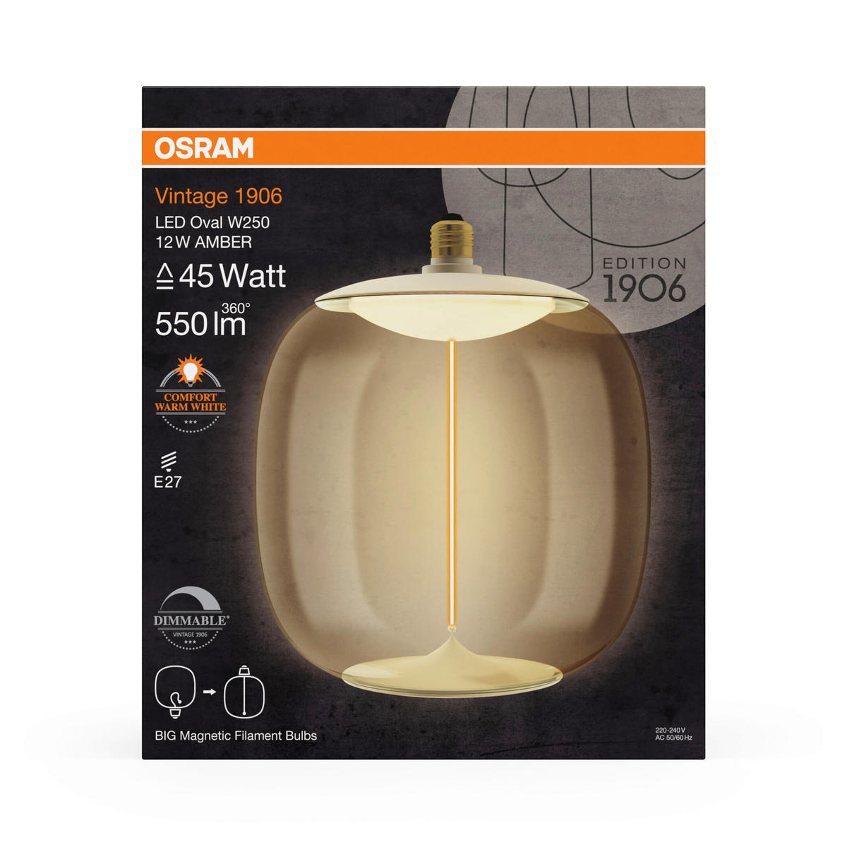 LED-LEUCHTMITTEL   E27 12 W 550 lm  - Bernsteinfarben, KONVENTIONELL, Kunststoff (25/30cm) - Osram