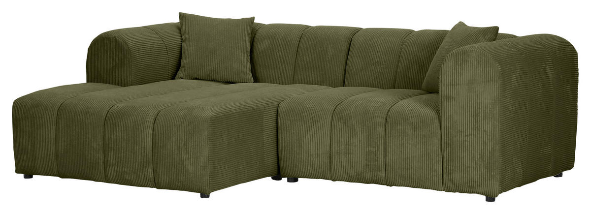 ECKSOFA Dunkelgrün Cord Zierkissen, Rücken echt  - Dunkelgrün/Schwarz, KONVENTIONELL, Kunststoff/Textil (162/250cm) - Carryhome