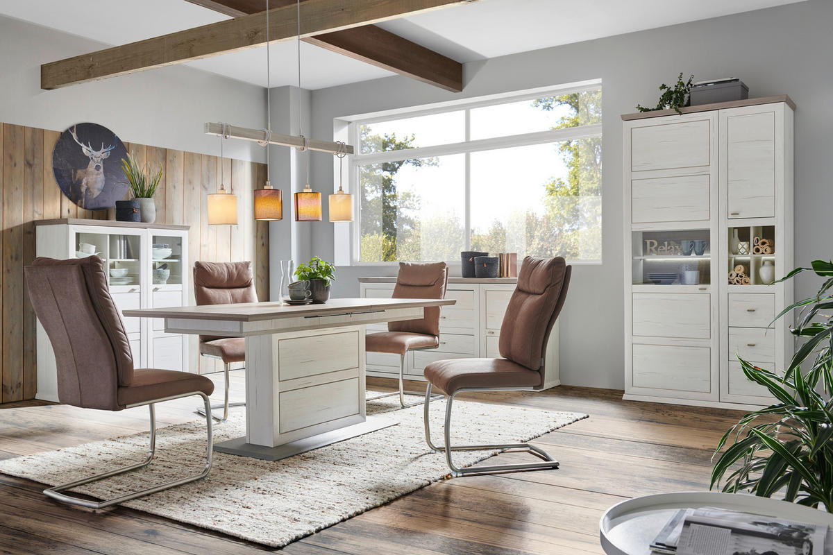 ESSTISCH rechteckig Grau, Weiß  - Weiß/Grau, LIFESTYLE, Holzwerkstoff (160-200/90/76,2cm) - Hom`in