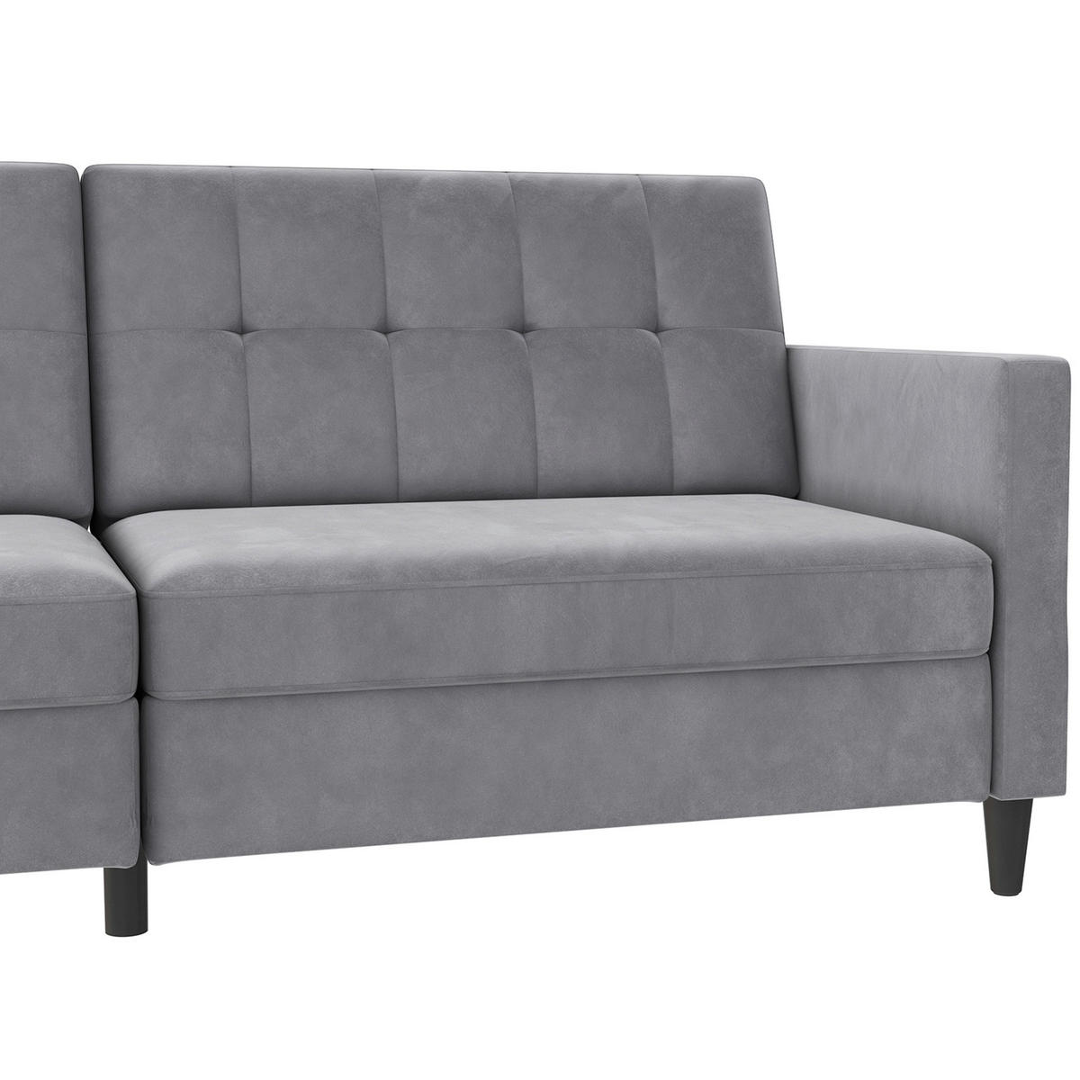 SCHLAFSOFA HANNOVER in Samt Grau Vintage, Skandinavisch, Modern  - Schwarz/Grau, Basics, Kunststoff/Textil (203/82/83cm) - Livetastic