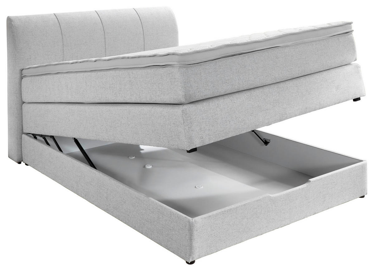 BOXSPRINGBETT 140/200 cm  in Silberfarben  - Silberfarben, KONVENTIONELL, Textil (140/200cm) - Carryhome