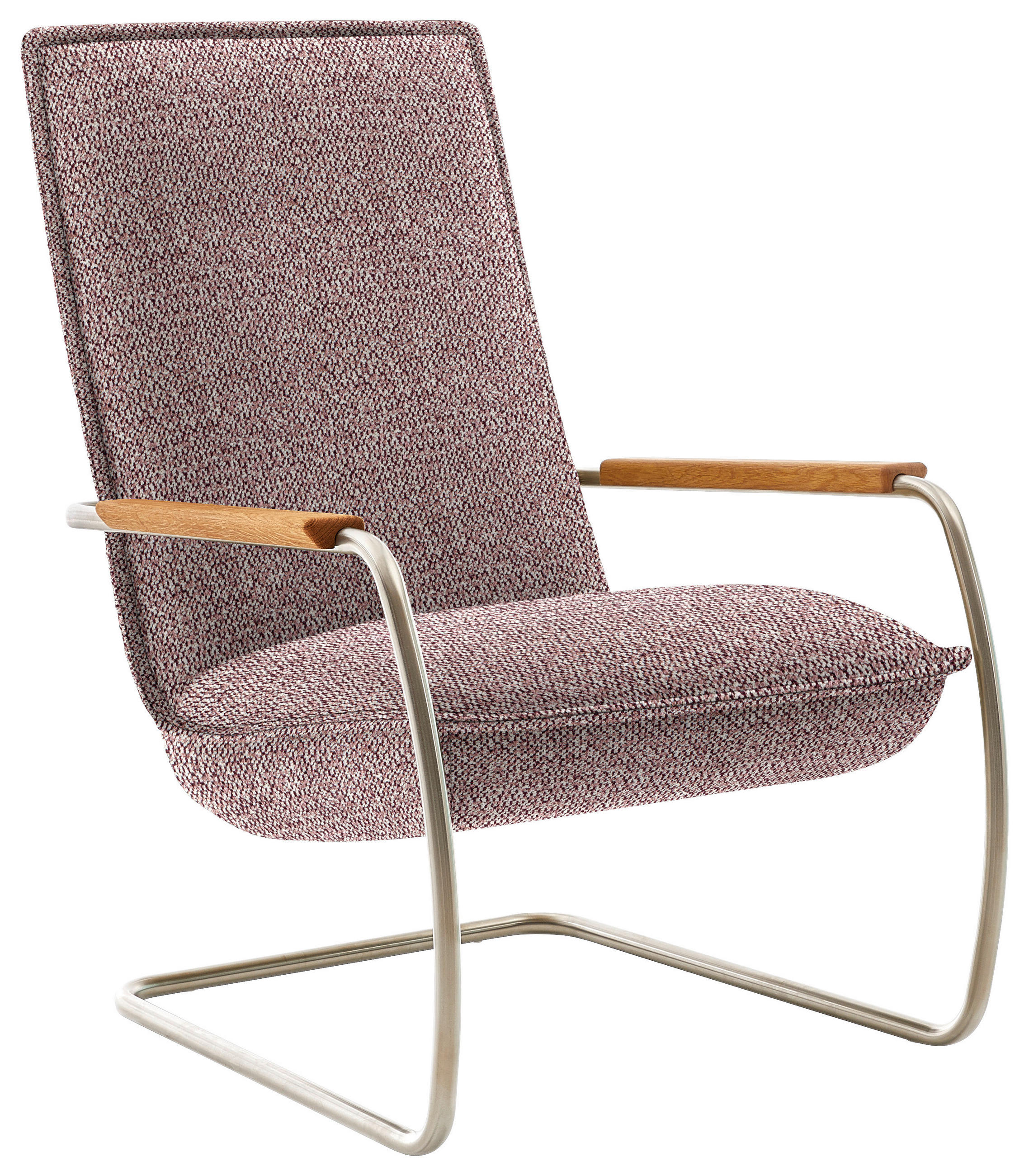 SESSEL in Flachgewebe Rosa  - Edelstahlfarben/Eichefarben, Design, Holz/Textil (76/105/87cm) - Livetastic