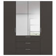 DREHTÜRENSCHRANK 201/235/61 cm,  in Graphitfarben, 4-türig  - Chromfarben/Edelstahlfarben, Basics, Glas/Holzwerkstoff (201/235/61cm) - Novel