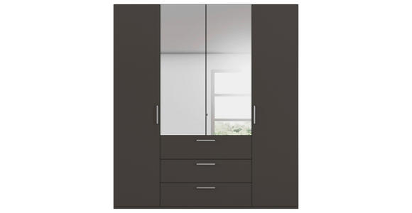 DREHTÜRENSCHRANK 201/235/61 cm,  in Graphitfarben, 4-türig  - Chromfarben/Edelstahlfarben, Basics, Glas/Holzwerkstoff (201/235/61cm) - Novel