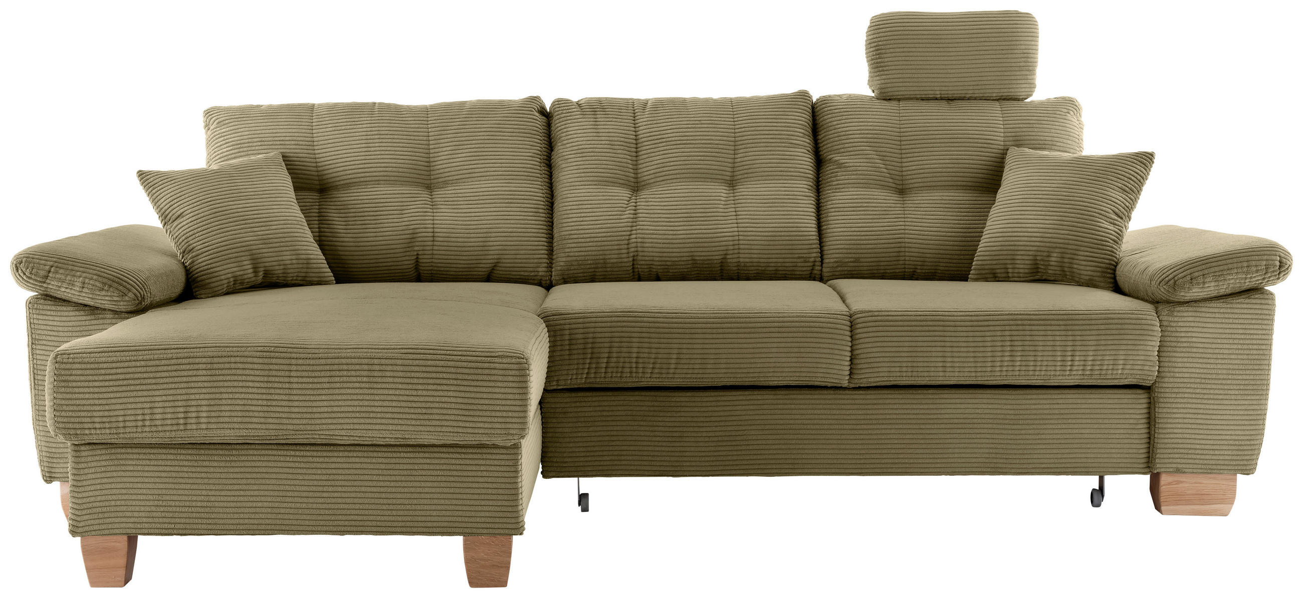 ECKSOFA in Cord Olivgrün  - Naturfarben/Olivgrün, Modern, Holz/Textil (176/270cm) - Livetastic
