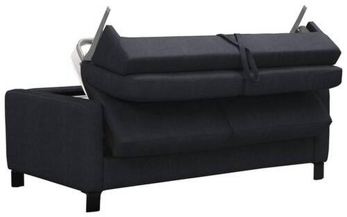 CANAPEA EXTENSIBILĂ textil, piele negru  - negru, Konventionell, metal/textil (190/87/100cm) - Celina Home
