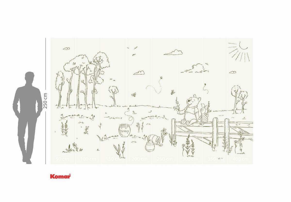 FOTOTAPETE WINNIE THE POOH  - Beige, Design, Textil (400/250cm) - Disney