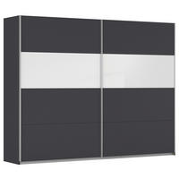 SCHWEBETÜRENSCHRANK in Grau, Weiss Hochglanz  - Weiss Hochglanz/Alufarben, Basics, Holzwerkstoff/Metall (271/210/62cm) - Xora