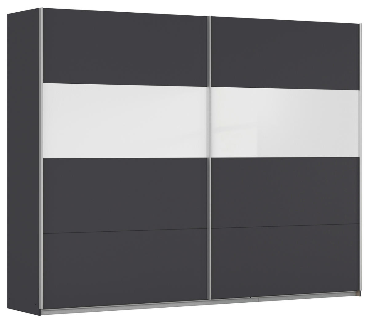 SCHWEBETÜRENSCHRANK in Grau, Weiss Hochglanz  - Weiss Hochglanz/Alufarben, Basics, Holzwerkstoff/Metall (271/210/62cm) - Xora