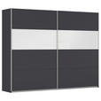 SCHWEBETÜRENSCHRANK  in Grau, Weiß Hochglanz  - Weiß Hochglanz/Alufarben, Basics, Holzwerkstoff/Metall (271/210/62cm) - Xora