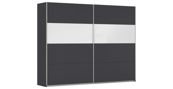 SCHWEBETÜRENSCHRANK  in Grau, Weiß Hochglanz  - Weiß Hochglanz/Alufarben, Basics, Holzwerkstoff/Metall (271/210/62cm) - Xora