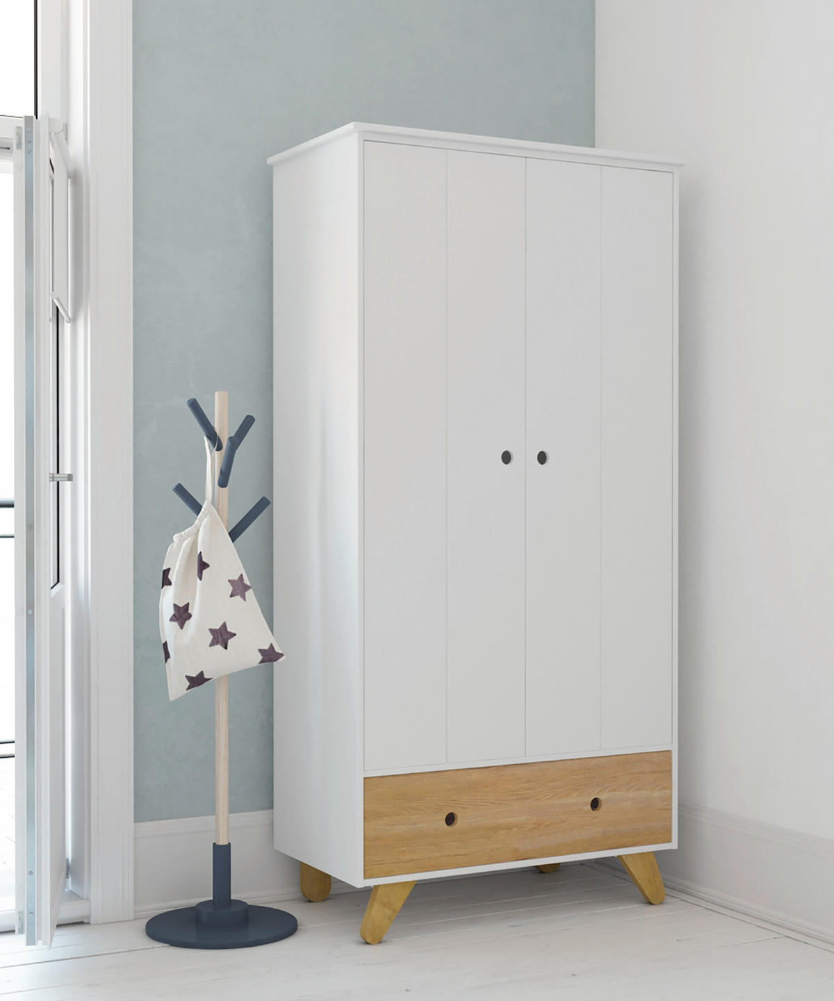  KINDERKLEIDERSCHRANK Weiß, Pinienfarben  - Weiß/Pinienfarben, Design, Holz/Holzwerkstoff (95/190/56,5cm) - home24