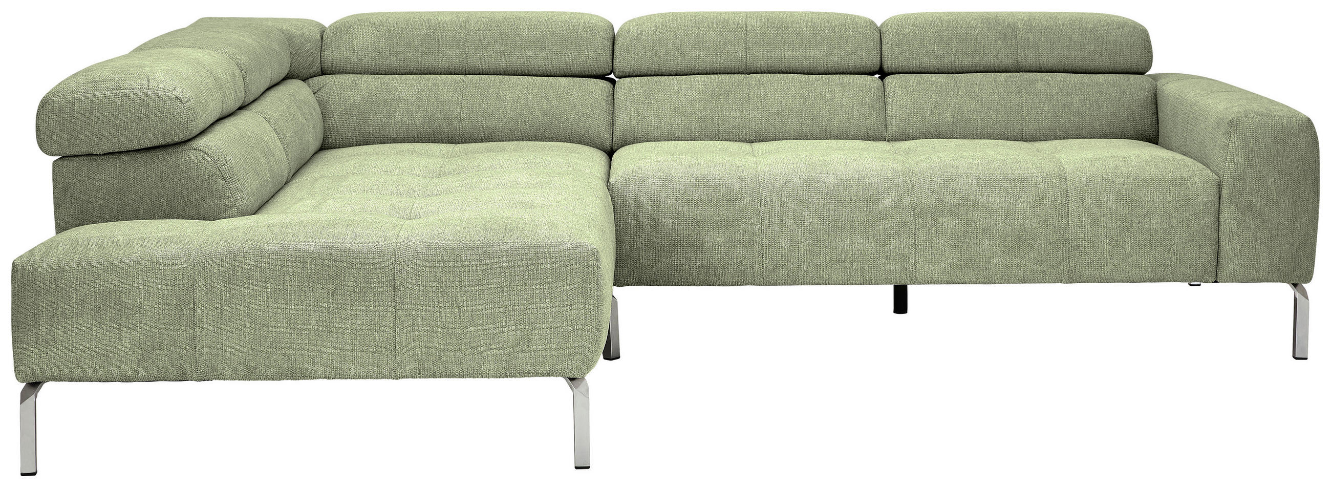 ECKSOFA Olivgrün Flachgewebe  - Chromfarben/Olivgrün, KONVENTIONELL, Textil/Metall (224/282cm) - Hom`in