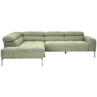 ECKSOFA Olivgrün Flachgewebe  - Chromfarben/Olivgrün, KONVENTIONELL, Textil/Metall (224/282cm) - Hom`in