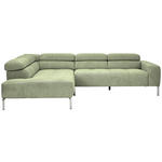 ECKSOFA  in Flachgewebe Olivgrün  224/282 cm  - Chromfarben/Olivgrün, KONVENTIONELL, Textil/Metall (224/282cm) - Hom`in