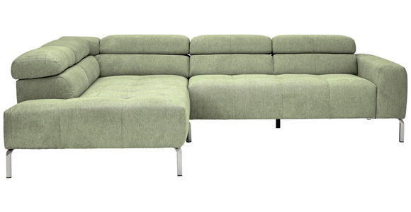 ECKSOFA  in Flachgewebe Olivgrün  224/282 cm  - Chromfarben/Olivgrün, KONVENTIONELL, Textil/Metall (224/282cm) - Hom`in
