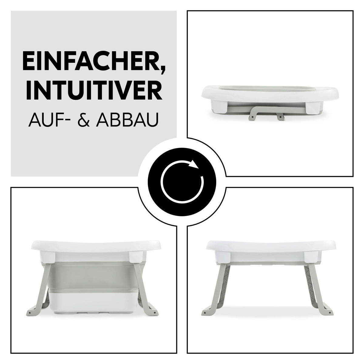BABYBADEWANNE Wash N Fold  - Salbeigrün/Weiß, Basics, Kunststoff (56/44/78cm) - Hauck