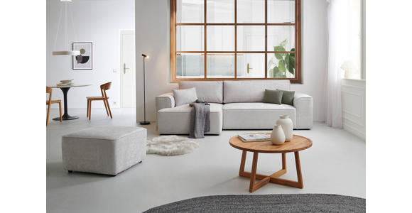 ECKSOFA in Plüsch Grau - Blaugrau/Schwarz, Design, Kunststoff/Textil (152/288cm) - Xora