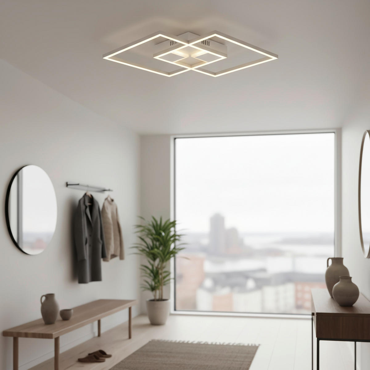 LED PLAFONJERA Alexandria  - bela, Osnovno, metal/plastika (42/42/4,5cm) - Boxxx