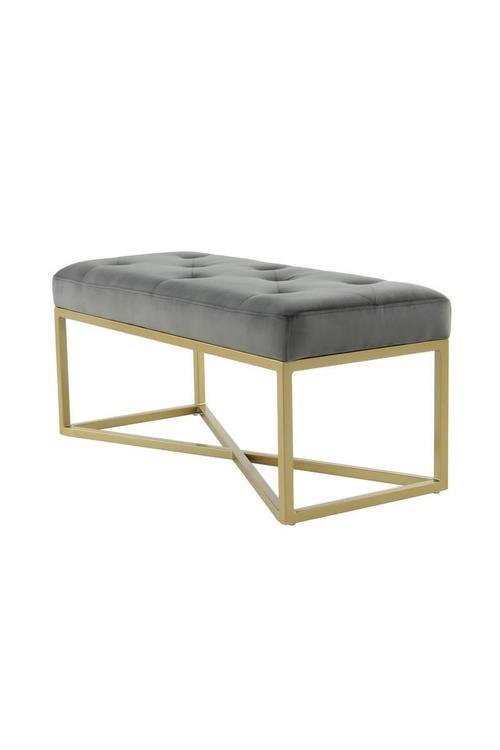 HOCKERBANK Grau, Goldfarben  - Goldfarben/Grau, Basics, Kunststoff/Textil (40/90/40cm) - Kayoom