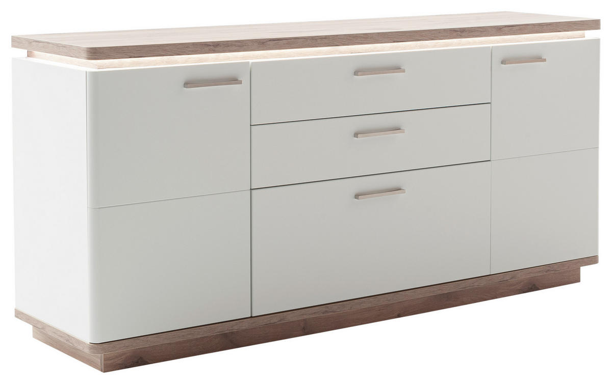 SIDEBOARD 170/81/44 cm  in Weiss, Eichefarben  - Weiss/Eichefarben, Design, Holzwerkstoff/Metall (170/81/44cm) - Livetastic