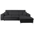 ECKSOFA Dunkelgrau Flachgewebe  - Chromfarben/Dunkelgrau, KONVENTIONELL, Textil/Metall (268/175cm) - Carryhome