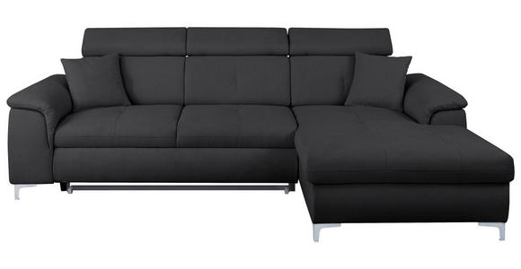 ECKSOFA Dunkelgrau Flachgewebe  - Chromfarben/Dunkelgrau, KONVENTIONELL, Textil/Metall (268/175cm) - Carryhome