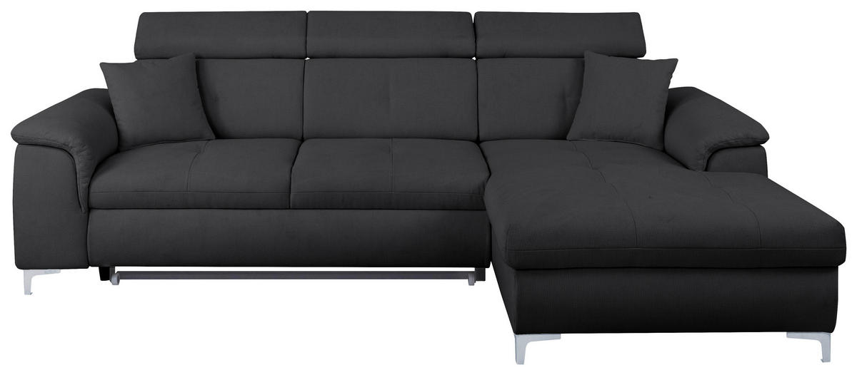 ECKSOFA Dunkelgrau Flachgewebe  - Chromfarben/Dunkelgrau, KONVENTIONELL, Textil/Metall (268/175cm) - Carryhome