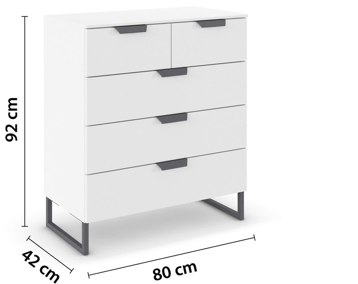 KOMMODE  in 80/81/42 cm  - Dunkelgrau/Weiß, Design, Holzwerkstoff/Metall (80/81/42cm) - Carryhome