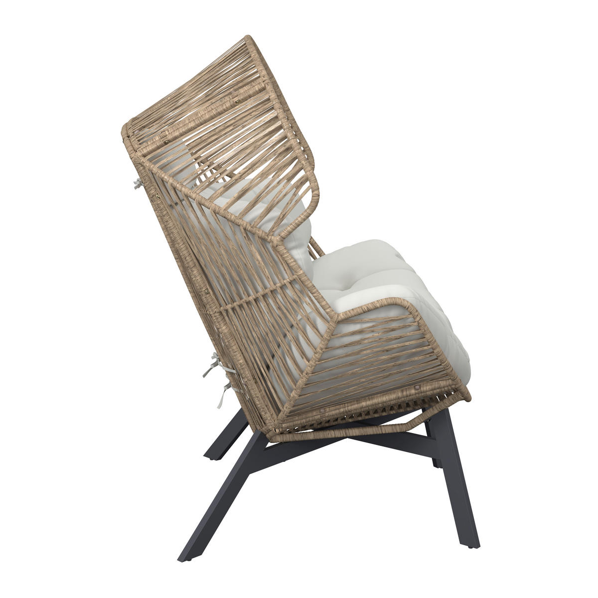 LOUNGESESSEL Naturfarben, Schwarz, Beige Stahl  - Beige/Schwarz, Design, Kunststoff/Textil (101/140/96cm) - Ambia Garden