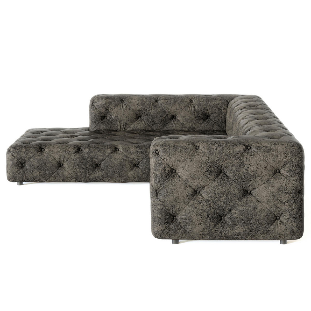ECKSOFA Lederlook Anthrazit  - Anthrazit/Schwarz, Design, Kunststoff/Textil (228/325cm) - P & B