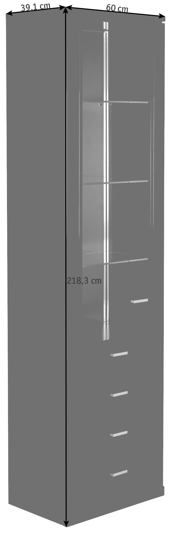 VITRINE Rot  60/218,3/39,1 cm  - Edelstahlfarben/Rot, Design, Glas/Holzwerkstoff (60/218,3/39,1cm) - Invivus