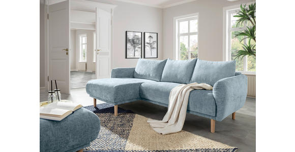ECKSOFA Blau Flachgewebe - Blau/Buchefarben, KONVENTIONELL, Holz/Textil (144/230cm) - Carryhome