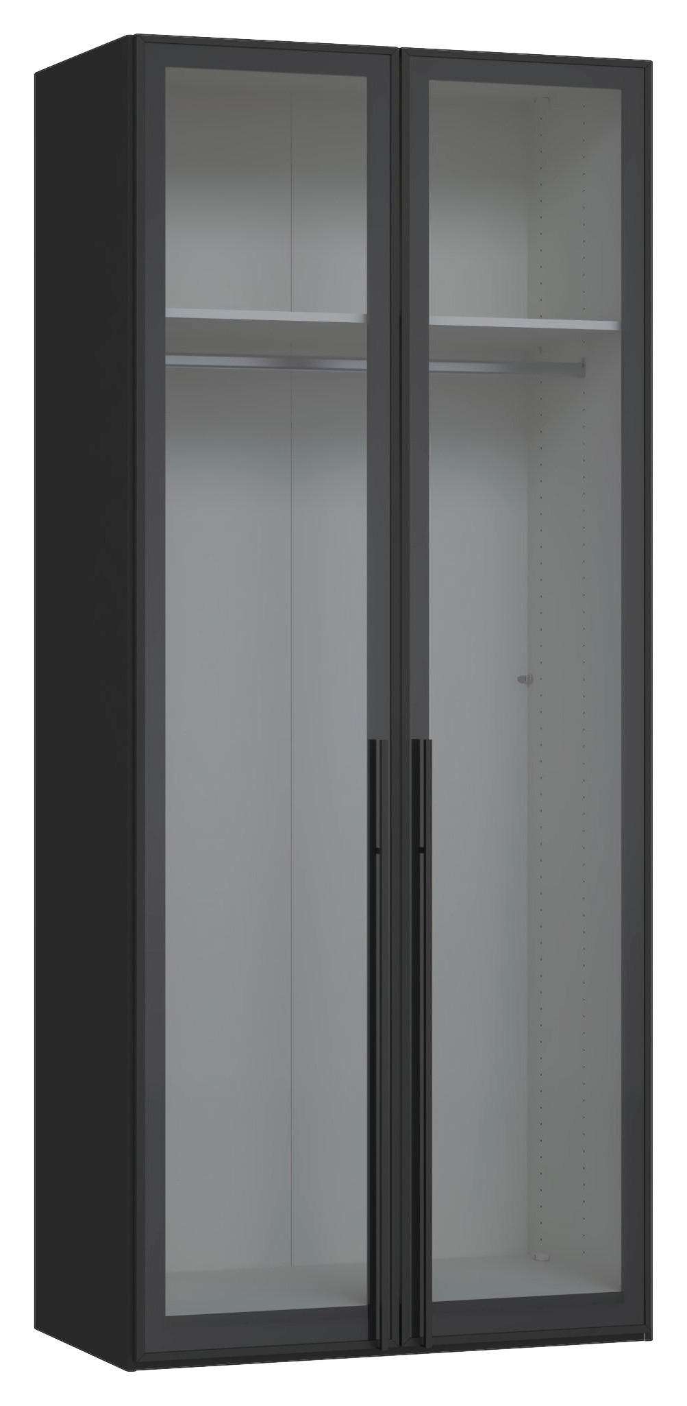 DREHTÜRENSCHRANK 102/236/59 cm,  in Schwarz, 2-türig  - Schwarz, Design, Glas/Holzwerkstoff (102/236/59cm) - Jutzler