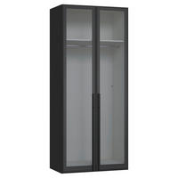 DREHTÜRENSCHRANK 102/236/59 cm,  in Schwarz, 2-türig  - Schwarz, Design, Glas/Holzwerkstoff (102/236/59cm) - Jutzler