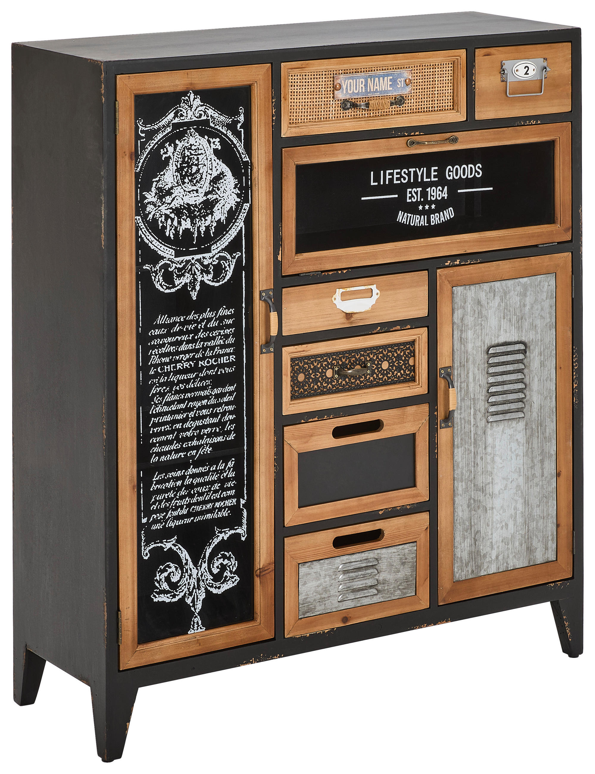 KOMMODE  in 90/106/32 cm  - Multicolor/Schwarz, LIFESTYLE, Glas/Holz (90/106/32cm) - Landscape