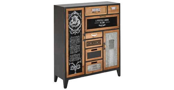 KOMMODE  in 90/106/32 cm  - Multicolor/Schwarz, LIFESTYLE, Glas/Holz (90/106/32cm) - Landscape