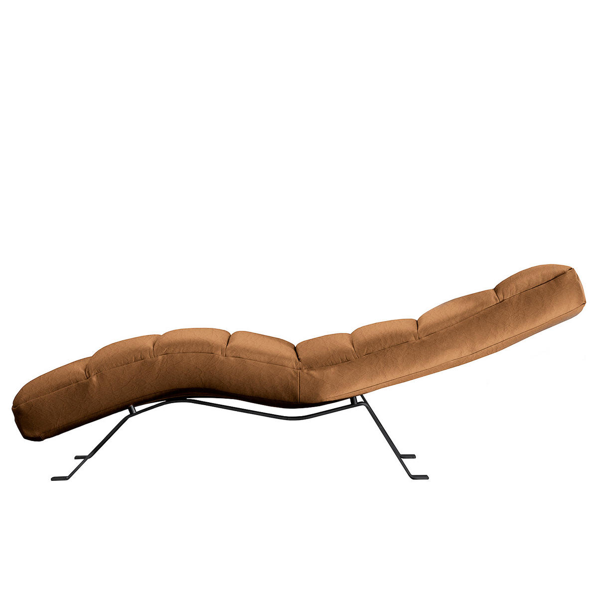 RELAXLIEGE in Echtleder Cognac  - Cognac/Schwarz, Design, Leder/Metall (65/65-95/171cm) - Livetastic