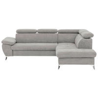 ECKSOFA in Mikrofaser Grau  - Chromfarben/Grau, Konventionell, Textil/Metall (256/209cm) - Livetastic